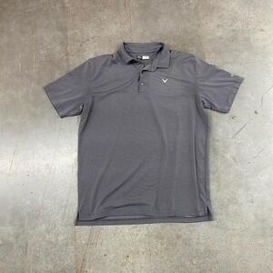 Callaway Gray Striped‎ Opti Dri Performance Golf Polo Shirt Mens Large